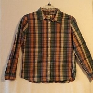 Harvest women's size 10 multi-colored plaid button-up shirt.